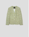 Moss green jacquard linen/cotton jacket - Woman | Roberto Verino