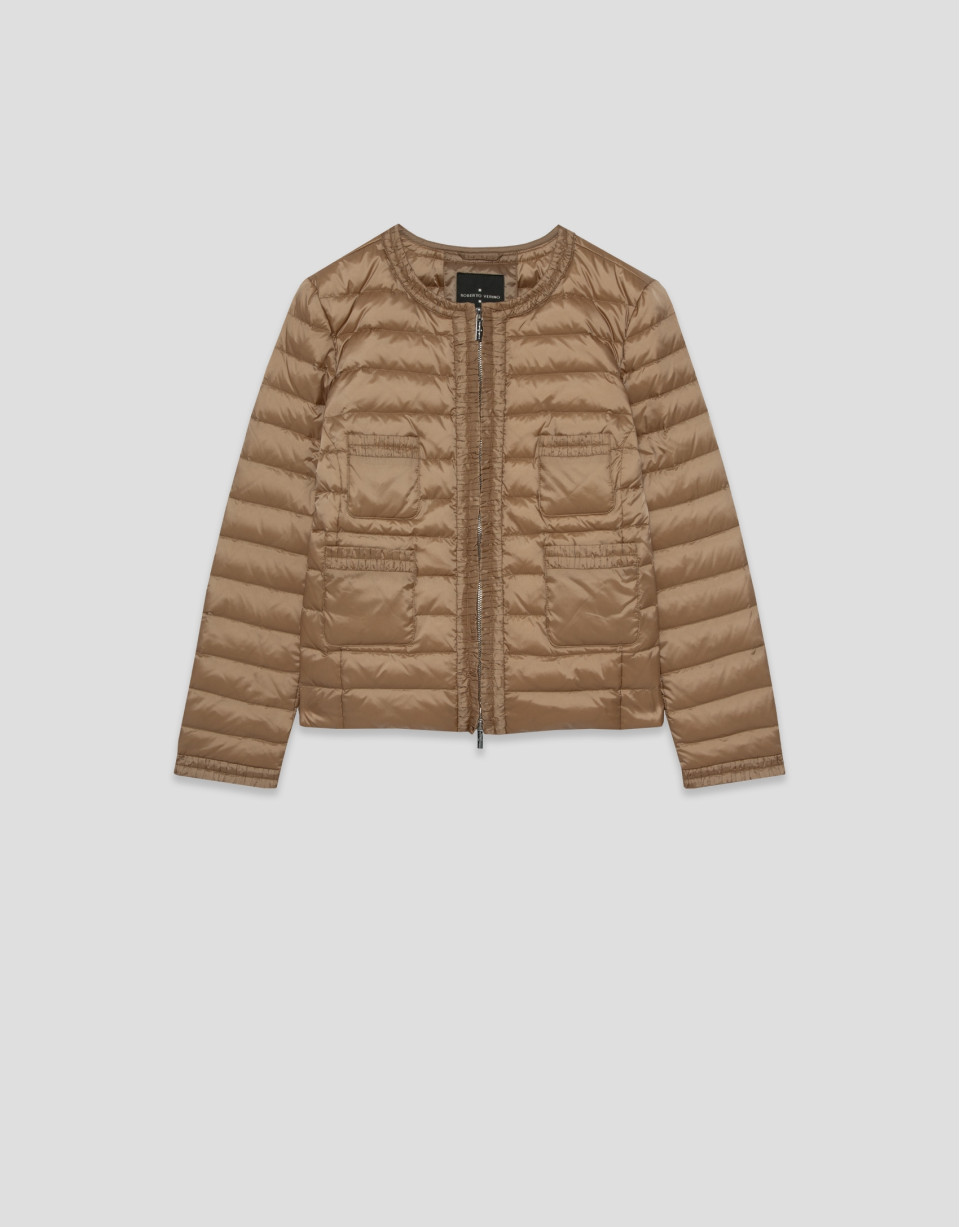 Camel four-pocket quilted down jacket - Woman | Roberto Verino