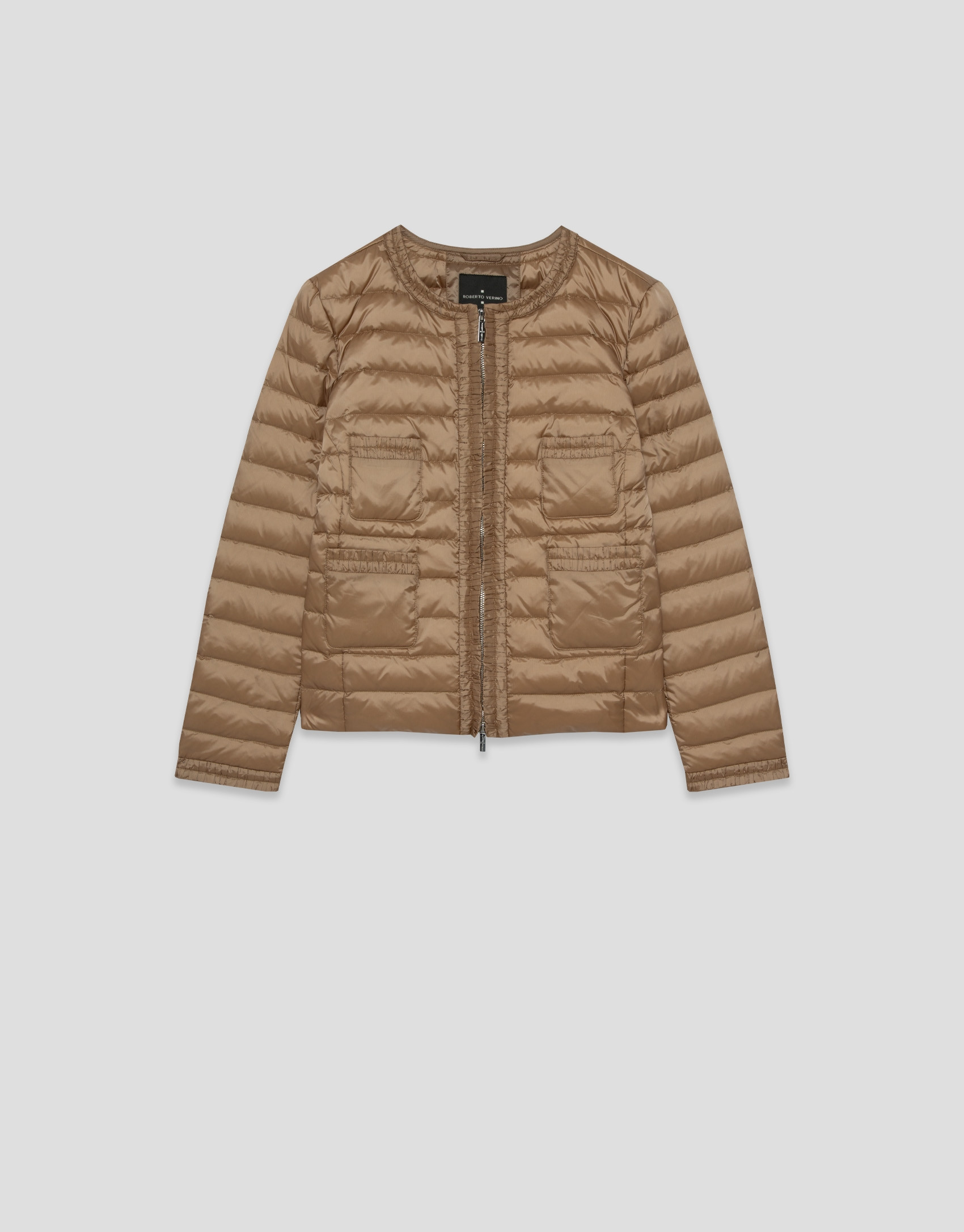 Camel four-pocket quilted down jacket - Woman | Roberto Verino