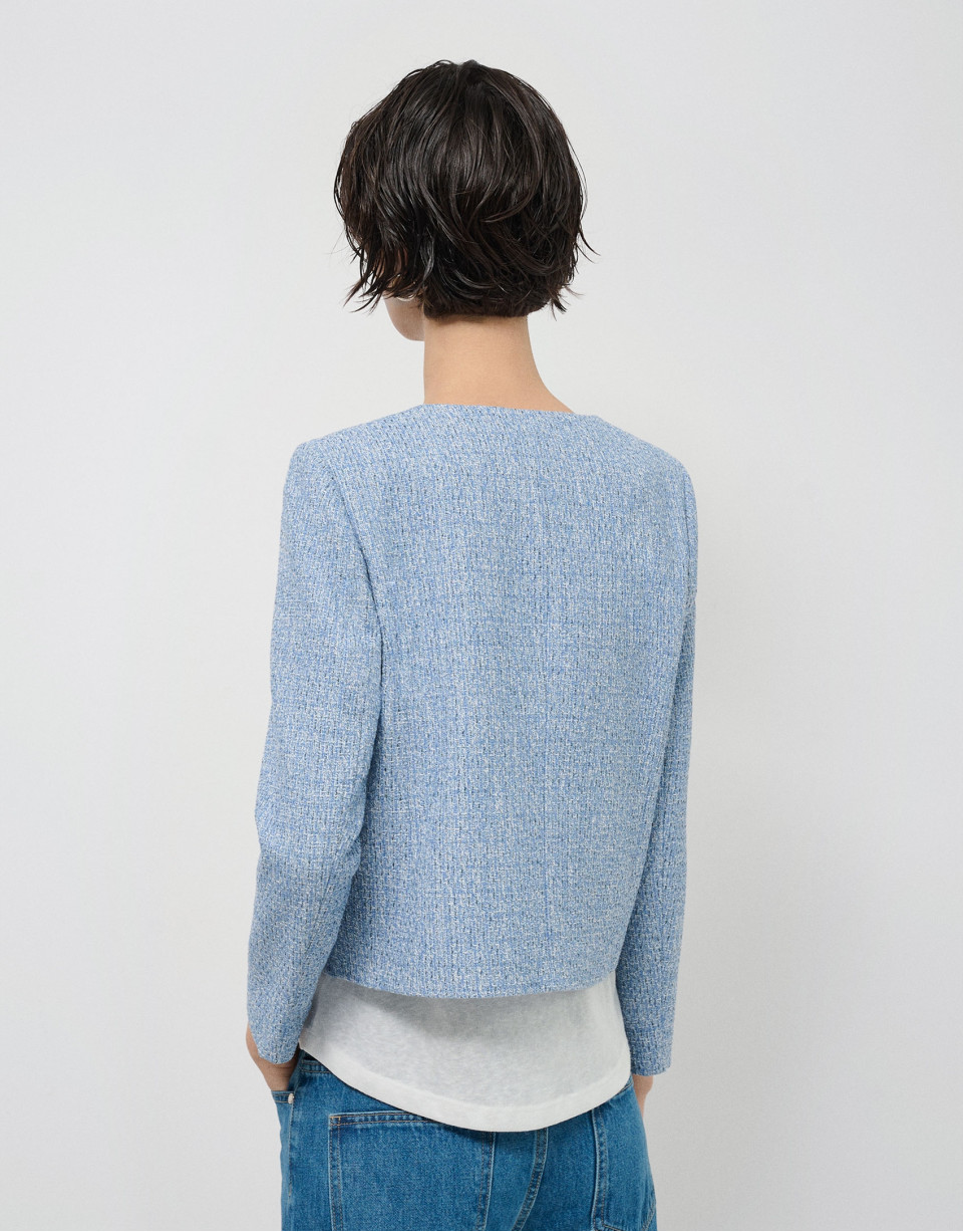 Short blue tweed jacket - Woman - SS2026 | Roberto Verino