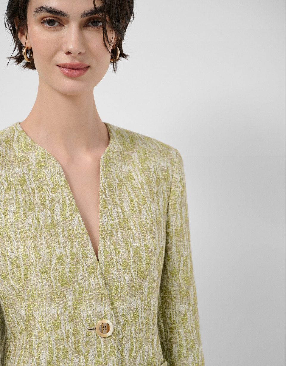 Moss green jacquard linen/cotton jacket - Woman | Roberto Verino