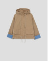 Camel technical fabric jacket with blue interior | Roberto Verino