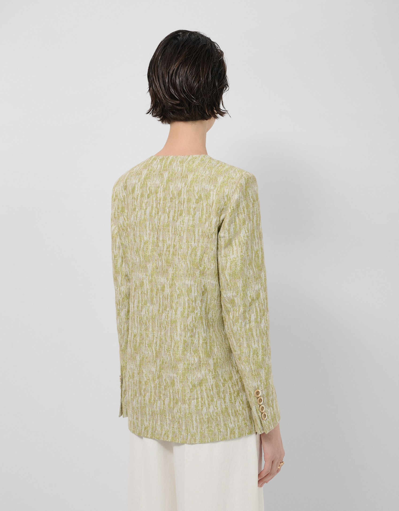 Moss green jacquard linen/cotton jacket - Woman | Roberto Verino