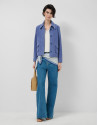 Blue suede jacket with stitching - Woman | Roberto Verino