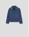 Blue suede jacket with stitching - Woman | Roberto Verino