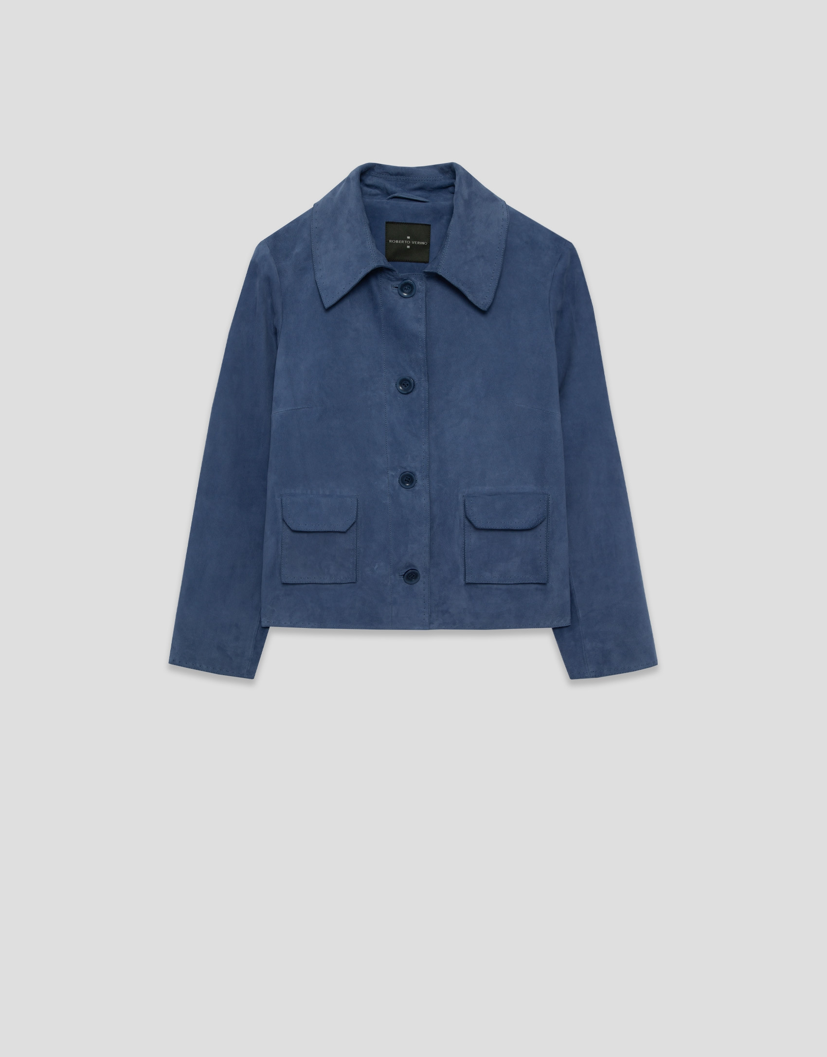Blue suede jacket with stitching - Woman | Roberto Verino
