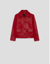 Red nappa leather jacket with stitching - Woman | Roberto Verino