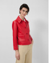 Red nappa leather jacket with stitching - Woman | Roberto Verino