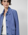 Blue suede jacket with stitching - Woman | Roberto Verino
