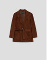 Brown suede jacket with belt - Woman - SS2026 | Roberto Verino