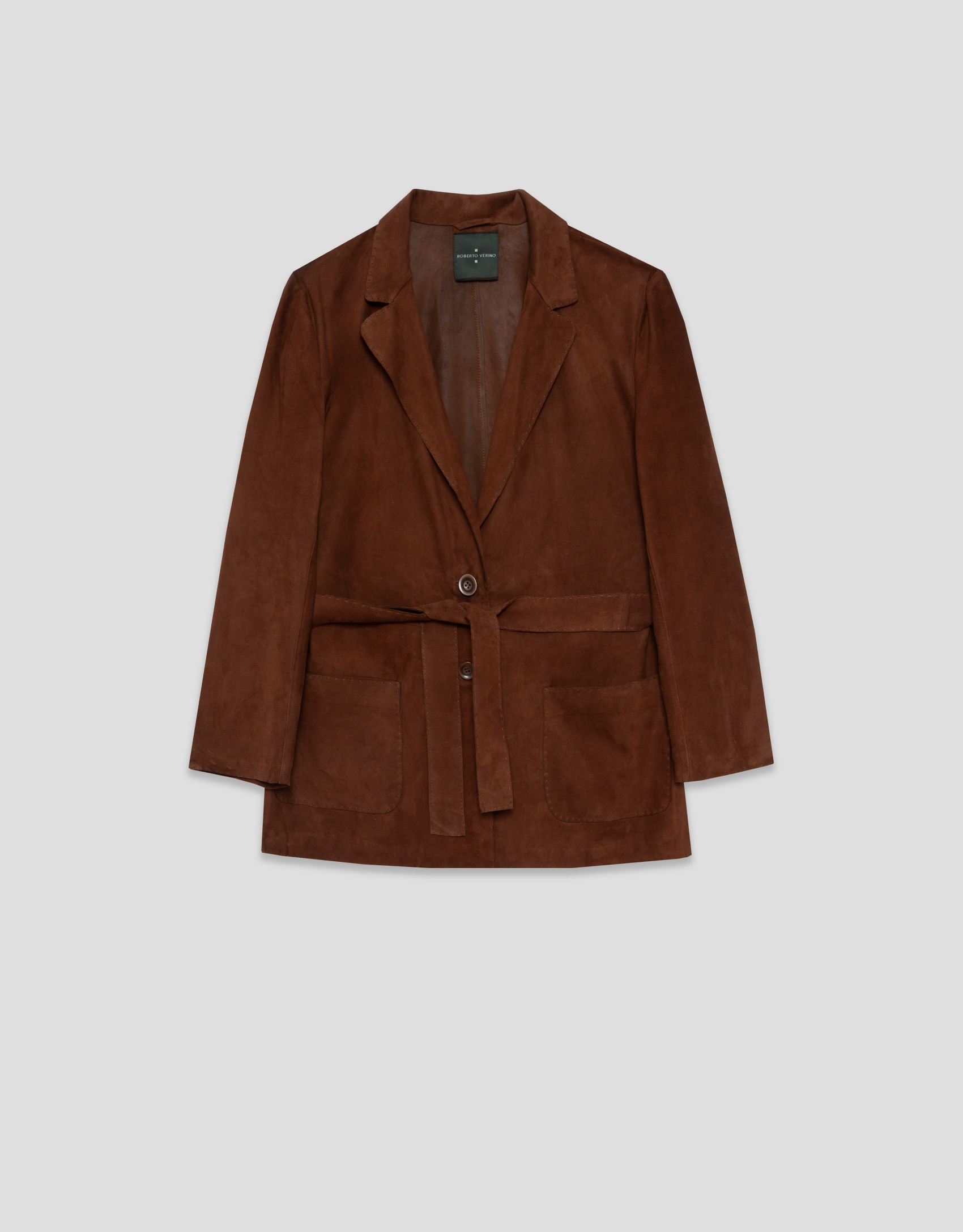 Brown suede jacket with belt - Woman - SS2026 | Roberto Verino