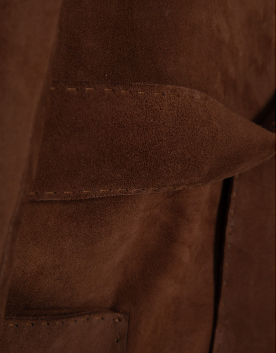 Brown suede jacket with belt - Woman - SS2026 | Roberto Verino