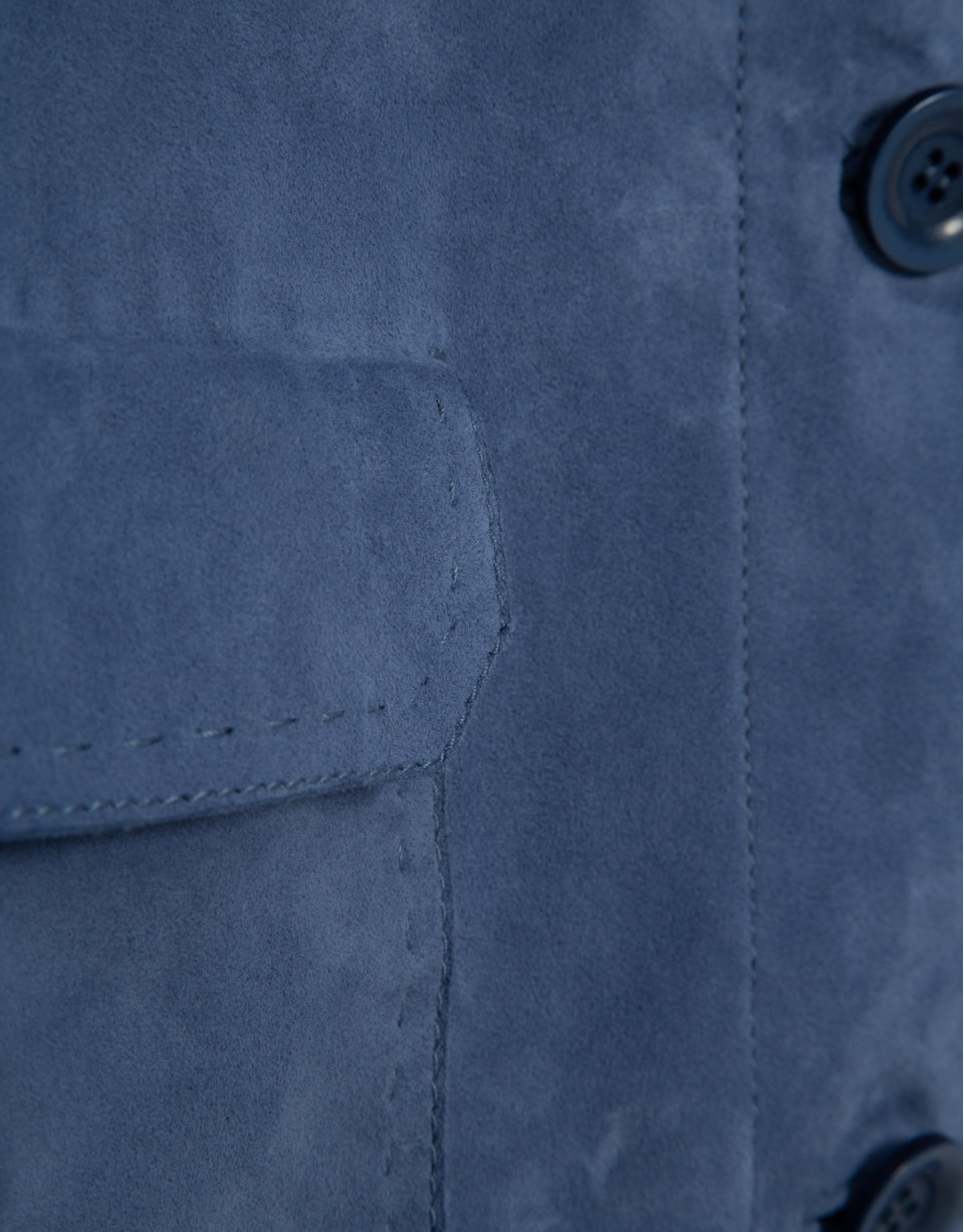 Blue suede jacket with stitching - Woman | Roberto Verino