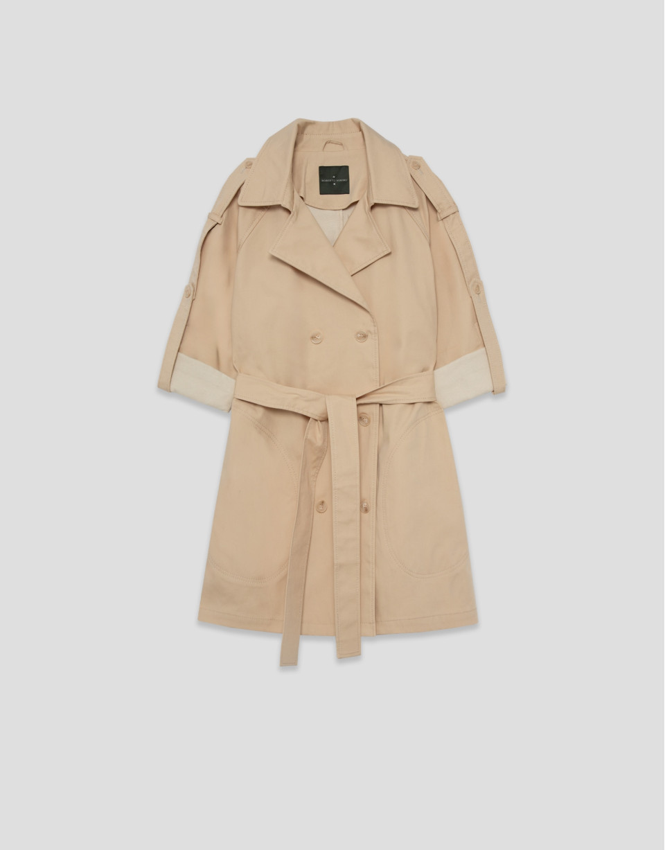 Double-faced cotton camel double-breasted ... | Roberto Verino