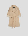 Double-faced cotton camel double-breasted ... | Roberto Verino