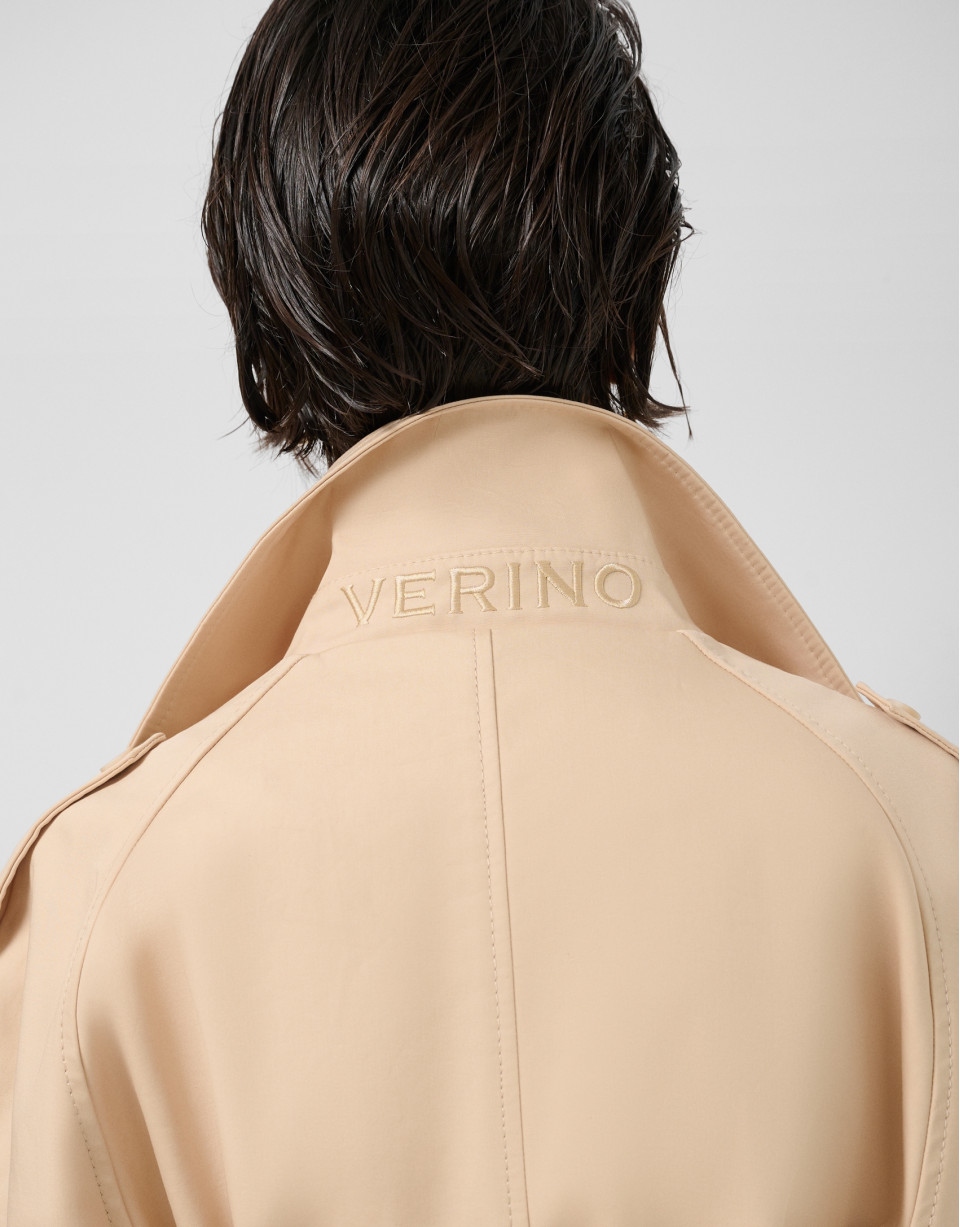 Double-faced cotton camel double-breasted ... | Roberto Verino