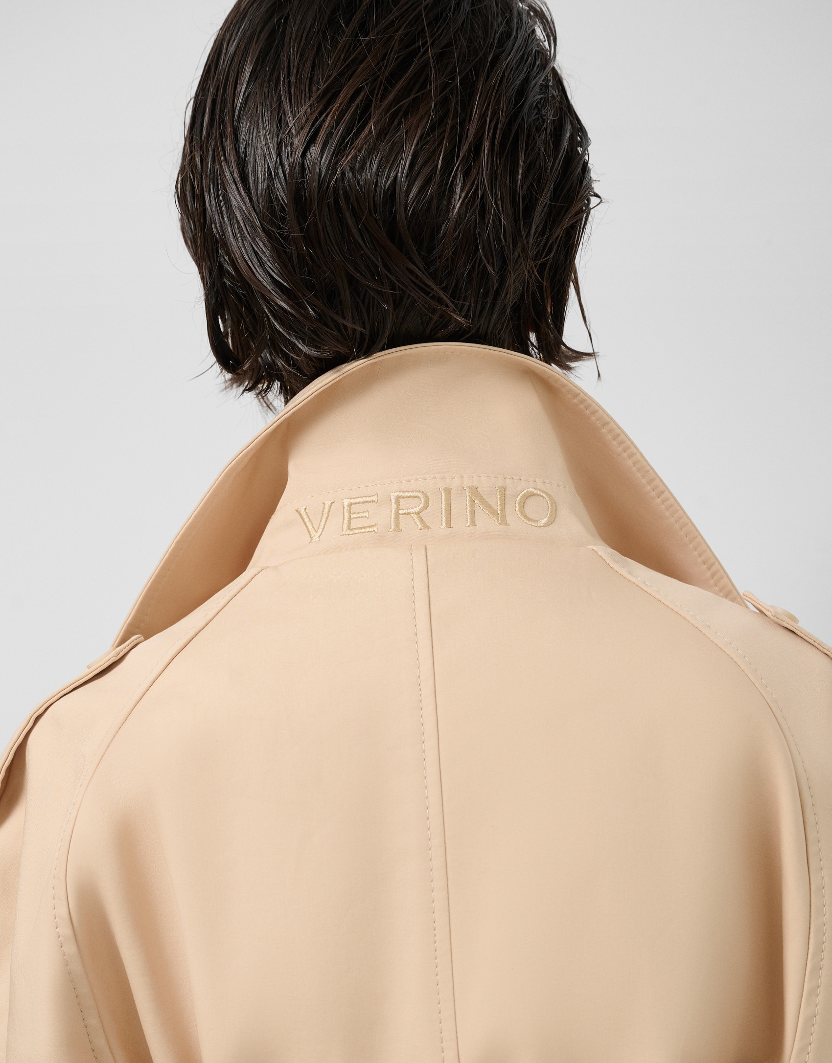 Double-faced cotton camel double-breasted ... | Roberto Verino