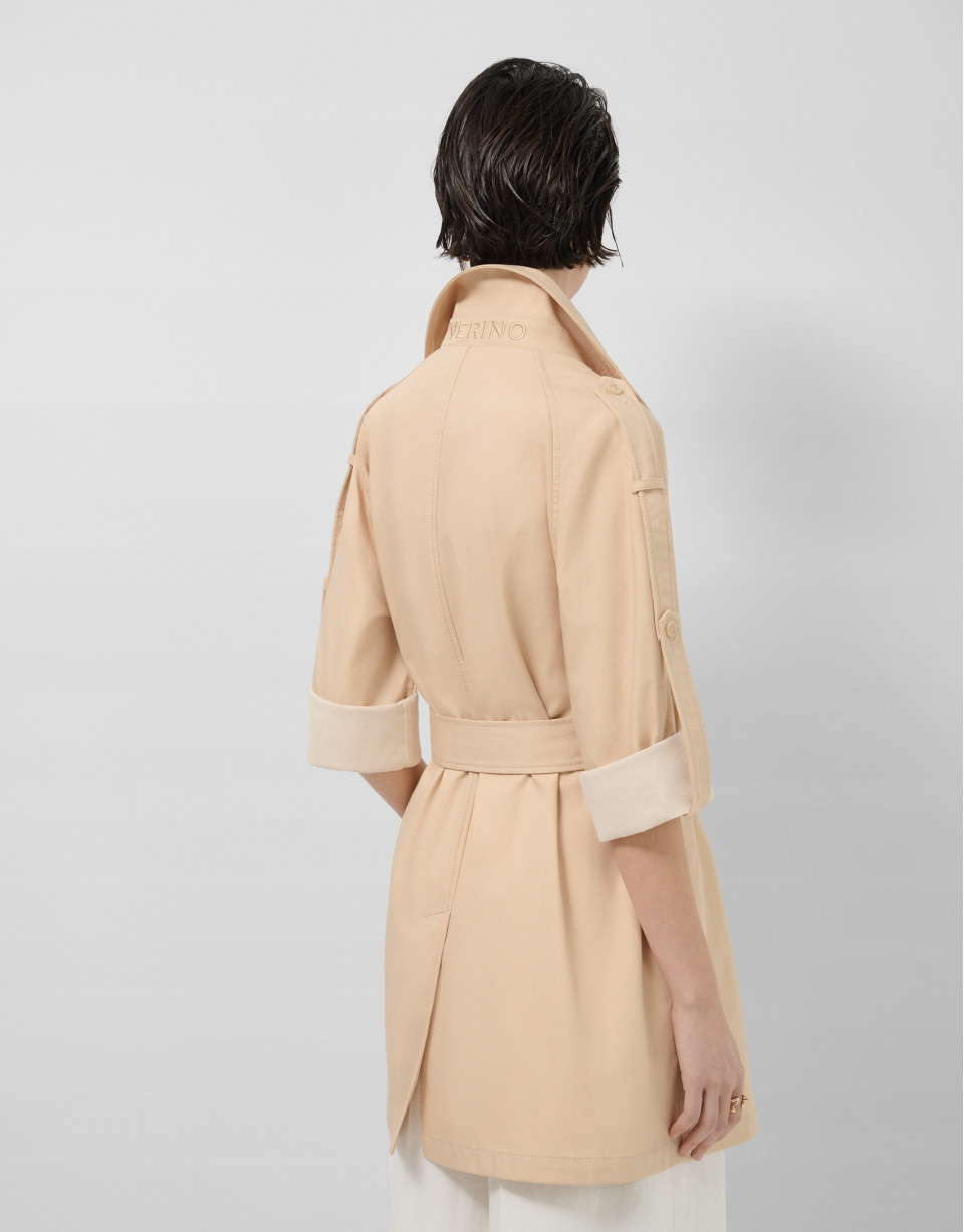 Double-faced cotton camel double-breasted ... | Roberto Verino