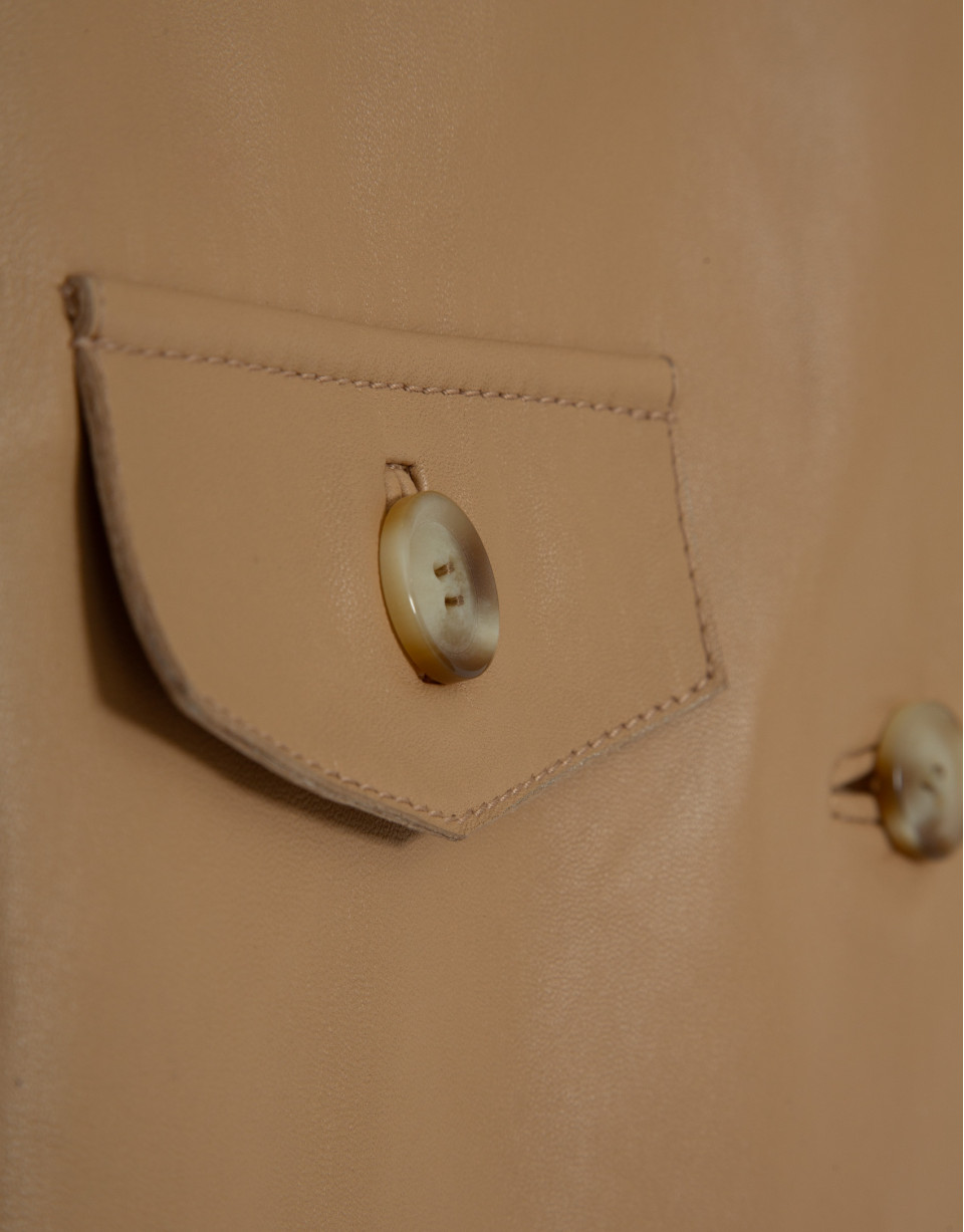 Short camel nappa leather jacket with belt | Roberto Verino
