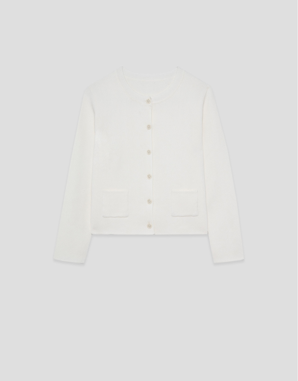 White herringbone jacquard jacket - Woman | Roberto Verino