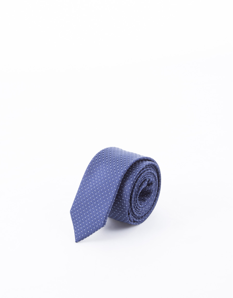 Tie with navy blue and white motifs