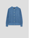 Blue openwork knit cardigan with lurex - Woman | Roberto Verino
