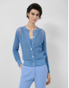 Blue openwork knit cardigan with lurex - Woman | Roberto Verino