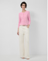 Pink bobble knit short jacket with appliqués | Roberto Verino