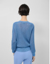 Blue openwork knit cardigan with lurex - Woman | Roberto Verino