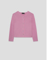 Pink bobble knit short jacket with appliqués | Roberto Verino