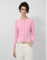 Pink bobble knit short jacket with appliqués | Roberto Verino