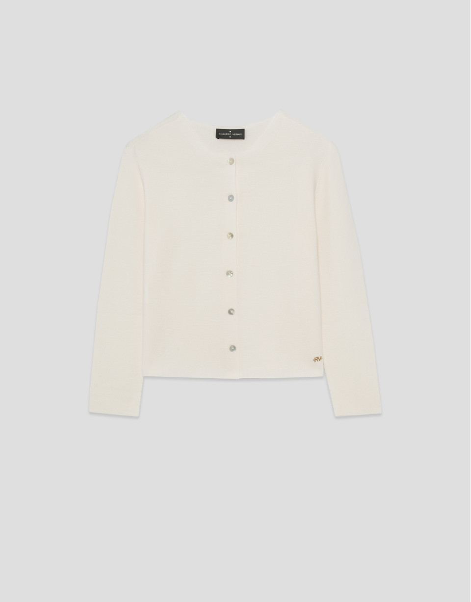 Short ecru bobble knit jacket - Woman - SS2026 | Roberto Verino