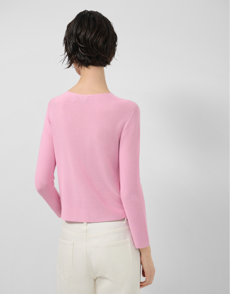 Pink bobble knit short jacket with appliqués | Roberto Verino