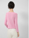 Pink bobble knit short jacket with appliqués | Roberto Verino