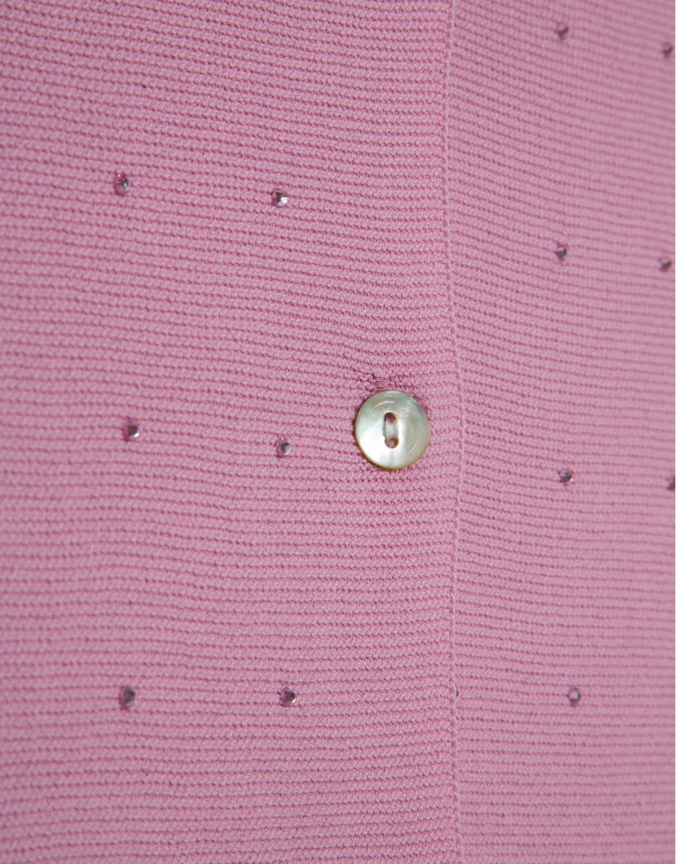 Pink bobble knit short jacket with appliqués | Roberto Verino