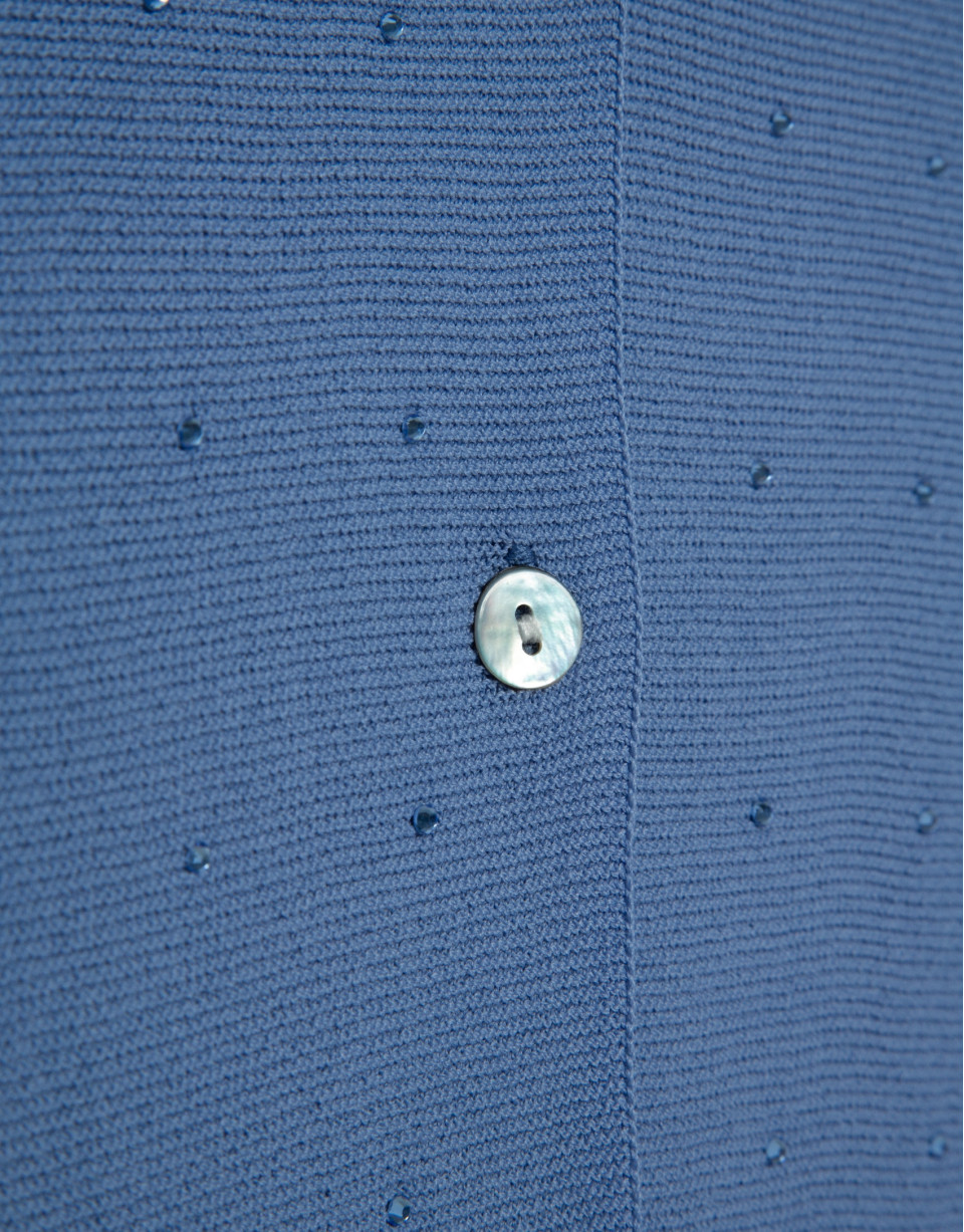 Light blue bobble knit short jacket with ... | Roberto Verino