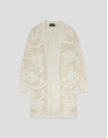Long beige jacket with floral openwork - Woman | Roberto Verino