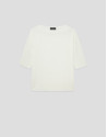 Ecru seamless three-quarter sleeve jumper | Roberto Verino