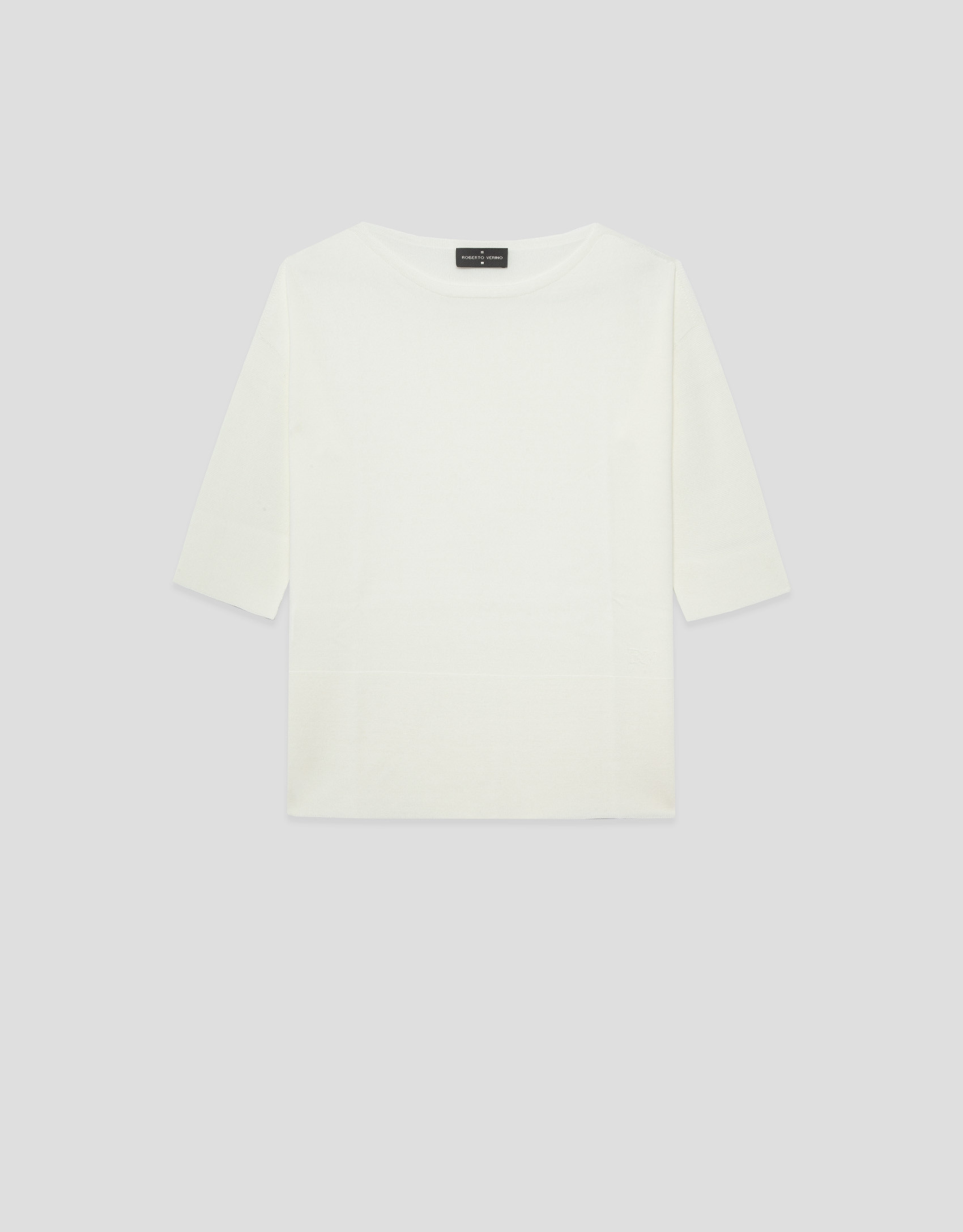 Ecru seamless three-quarter sleeve jumper | Roberto Verino