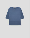 Seamless blue three-quarter sleeve jumper | Roberto Verino