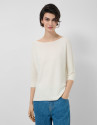 Ecru seamless three-quarter sleeve jumper | Roberto Verino