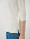Ecru seamless three-quarter sleeve jumper | Roberto Verino
