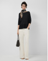 Black seamless three-quarter sleeve jumper | Roberto Verino