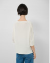 Ecru seamless three-quarter sleeve jumper | Roberto Verino