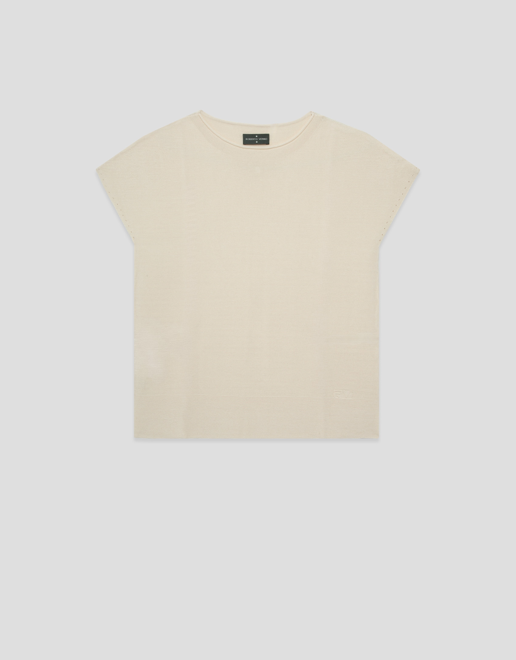Beige fine knit batwing sleeve jumper - Woman | Roberto Verino