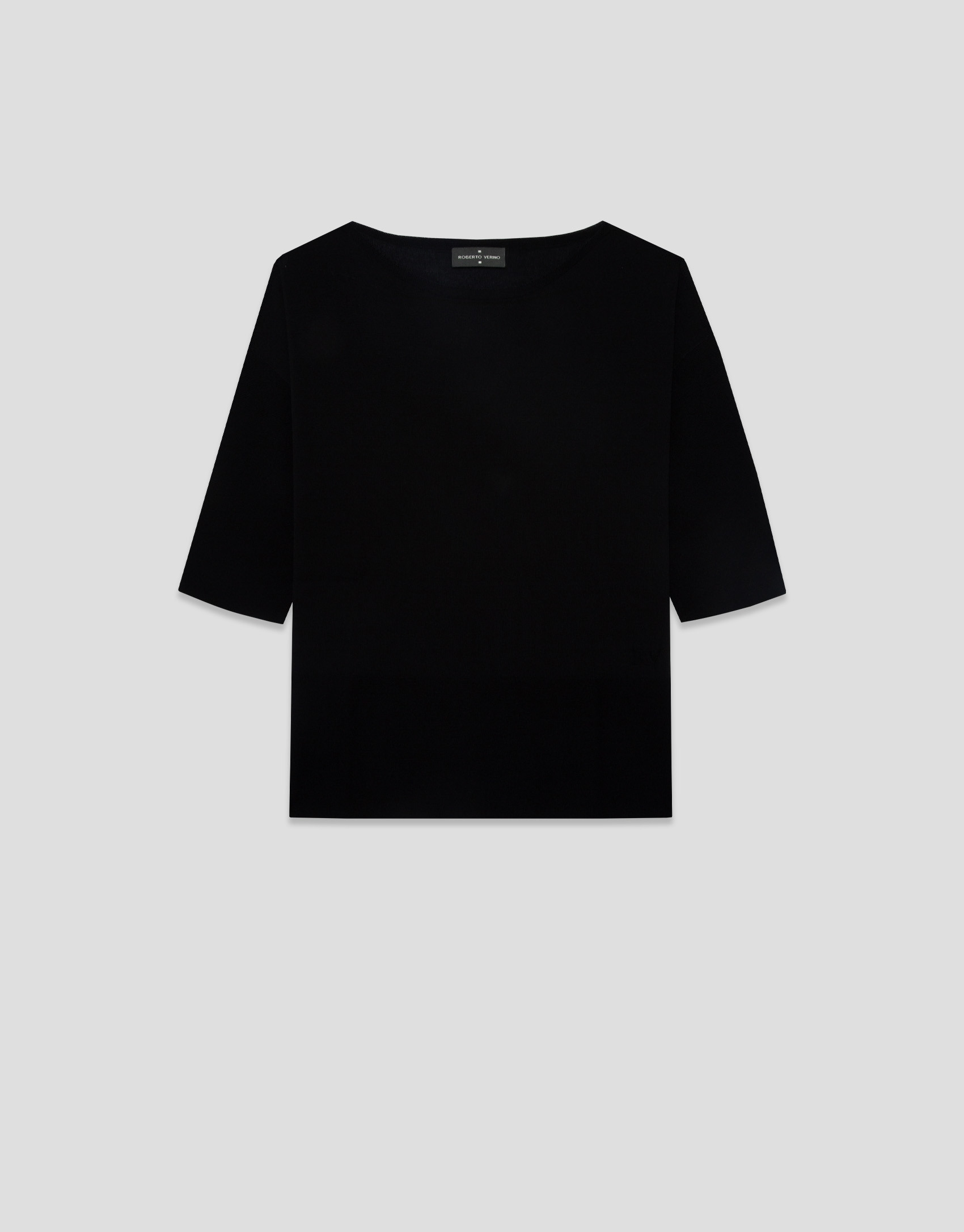 Black seamless three-quarter sleeve jumper | Roberto Verino
