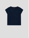 Navy blue fine knit batwing sleeve jumper | Roberto Verino