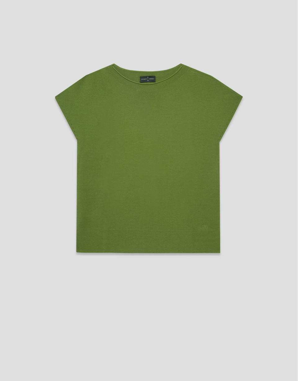 Jersey punto fino manga murciélago verde | Roberto Verino