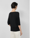 Black seamless three-quarter sleeve jumper | Roberto Verino