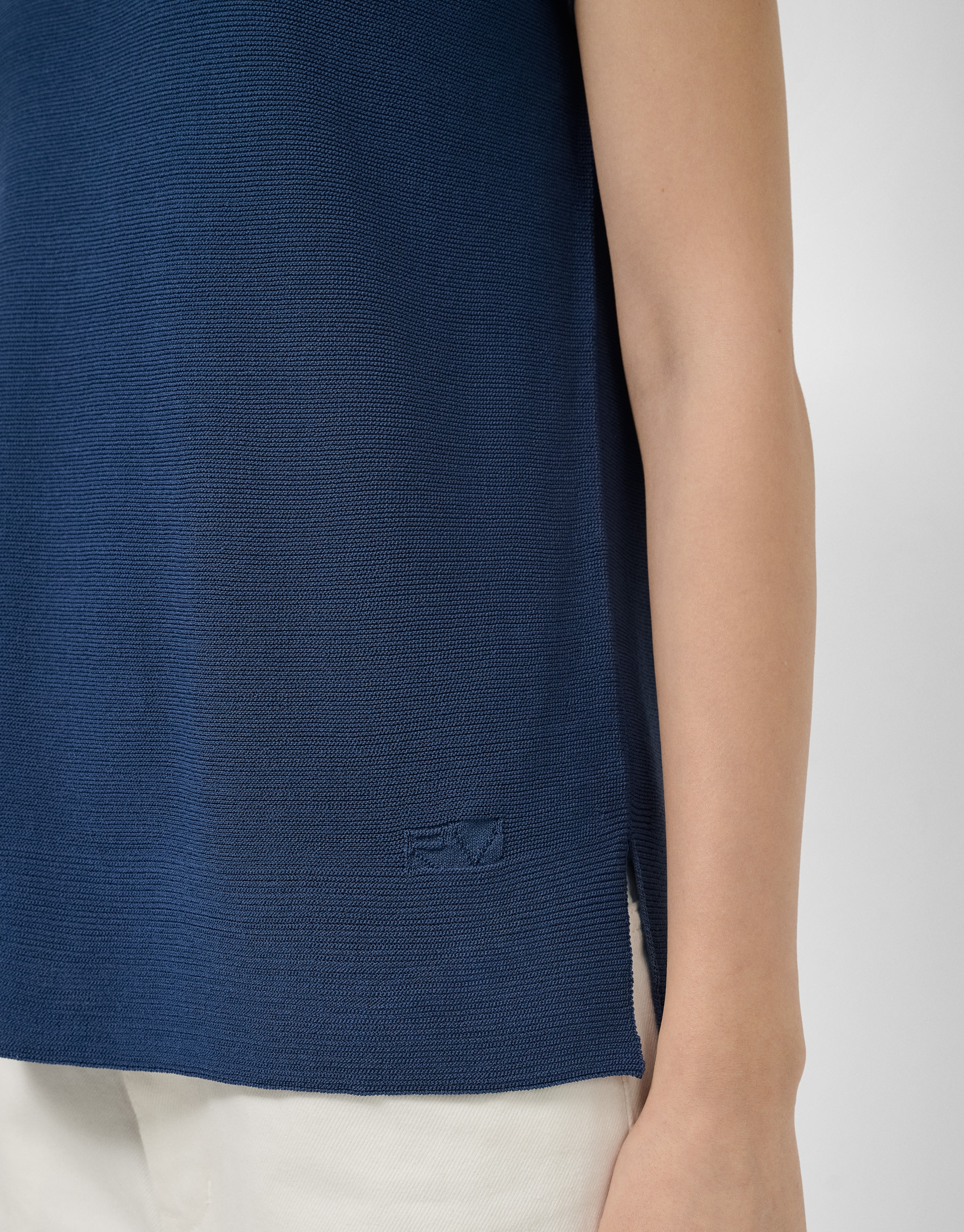 Navy blue fine knit batwing sleeve jumper | Roberto Verino